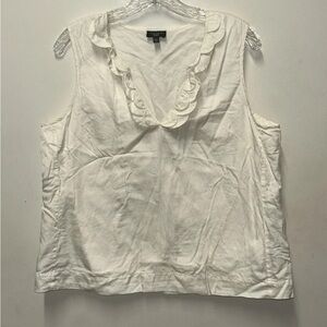 Talbots Silk Blend L (14) Petite Sleeveless Ruffle Top Blouse - Ivory